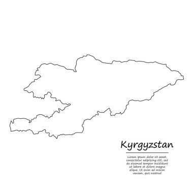 Kırgızistan 'ın basit dış hat haritası, çizim çizgisi biçiminde vektör silueti
