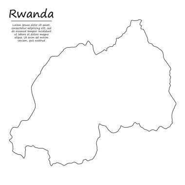 Ruanda 'nın basit dış hat haritası, çizim çizgisi biçiminde vektör silueti