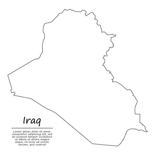 Mapa Contorno Simple Irak Silueta Vectorial Estilo Línea Boceto — Archivo Imágenes Vectoriales