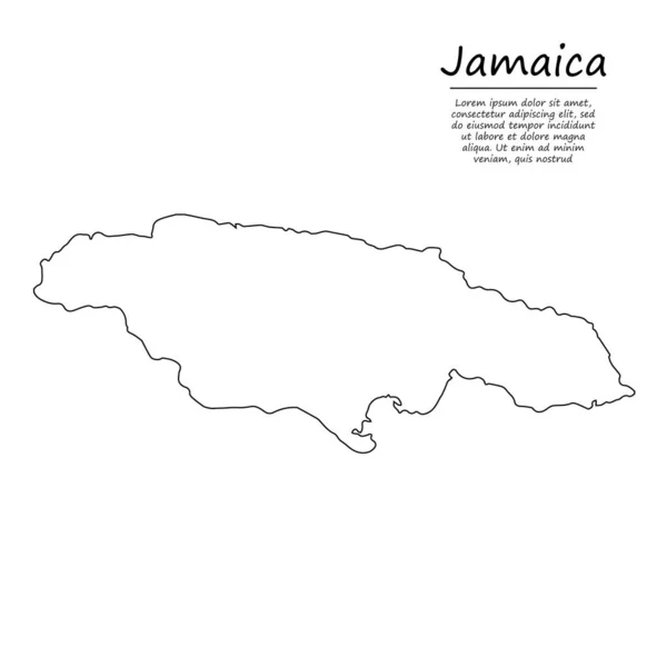 Mapa Simple Jamaica Silueta Vectorial Estilo Línea Boceto — Archivo Imágenes Vectoriales
