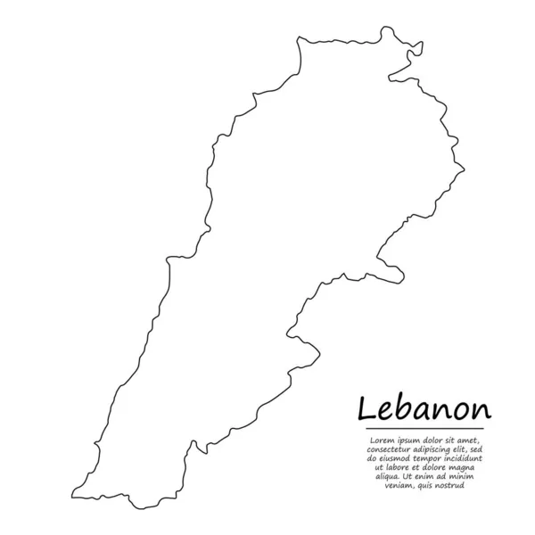 Eenvoudige Plattegrond Van Libanon Vectorsilhouet Schetslijnstijl — Stockvector