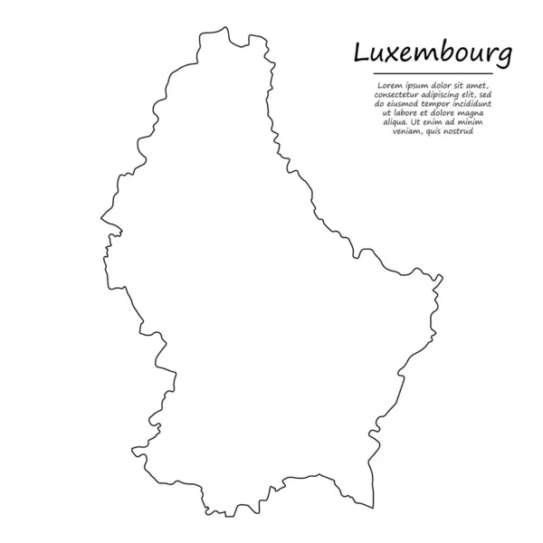 Egyszerű Vázlatos Térkép Luxemburg Vektor Sziluett Vázlat Vonal Stílusban — Stock Vector