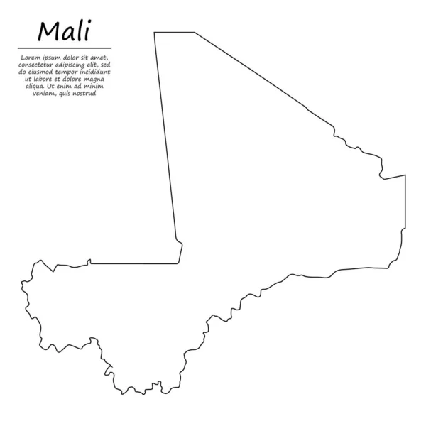 Einfache Umrisskarte Von Mali Vektorsilhouette Skizzenstil — Stockvektor