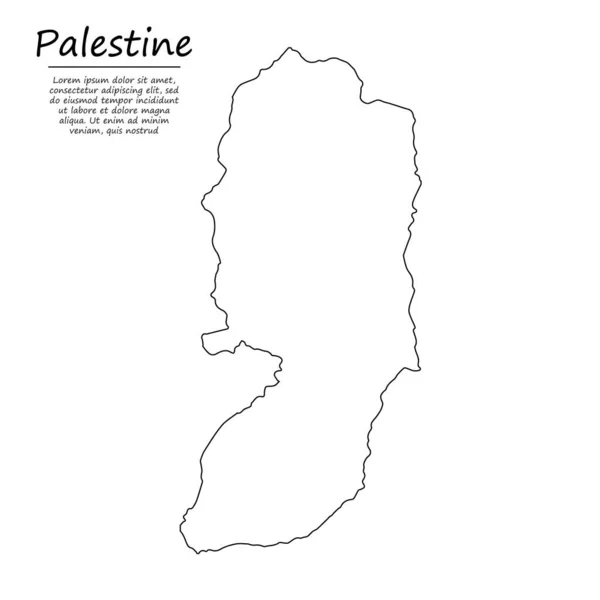 Απλός Χάρτης Περίγραμμα Της Παλαιστίνης Διάνυσμα Σιλουέτα Στυλ Γραμμή Σκίτσο — Διανυσματικό Αρχείο