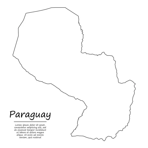 Mapa Esquemático Simple Paraguay Silueta Vectorial Estilo Línea Boceto — Vector de stock