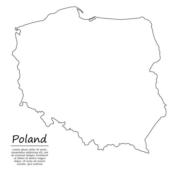 Mapa Contorno Simple Polonia Silueta Vectorial Estilo Línea Boceto — Archivo Imágenes Vectoriales