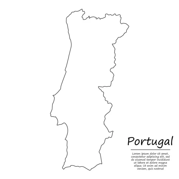 Mapa Esquemático Simple Portugal Silueta Vectorial Estilo Línea Boceto — Archivo Imágenes Vectoriales