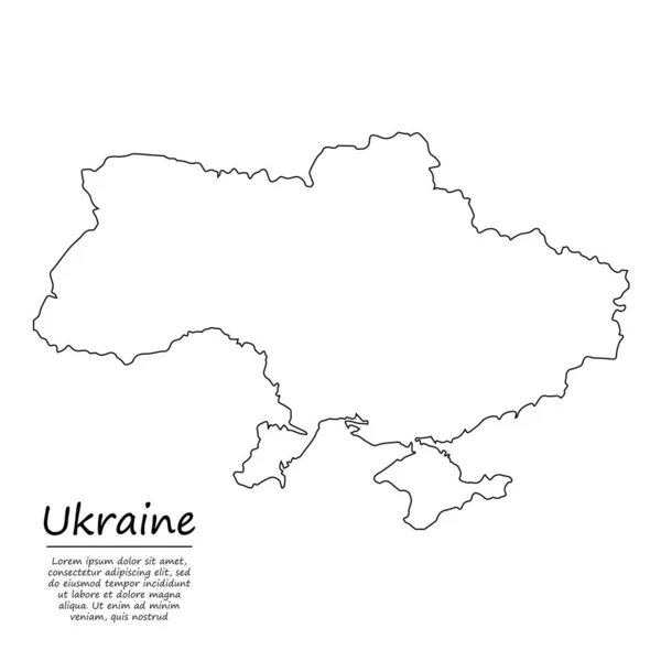 Jednoduchá Obrysová Mapa Ukrajiny Vektorová Silueta Stylu Črtu — Stockový vektor