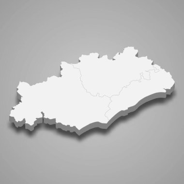 Herault 3d izometrik haritası Fransa 'da bir departman, vektör illüstrasyonudur.