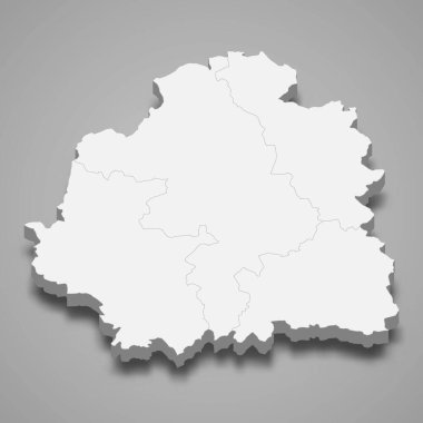 3d izometrik Indre haritası, Fransa 'da bir bölümdür.