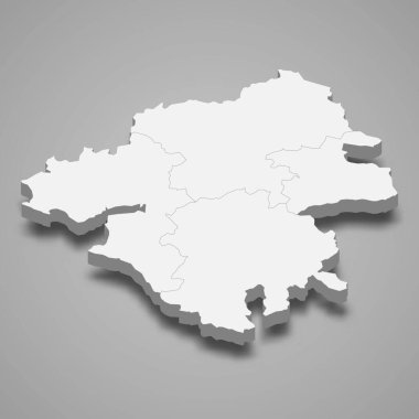 Loire-Atlantique 3d izometrik haritası, Fransa 'da bir departman.