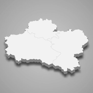 Loiret 'in 3d izometrik haritası Fransa' da bir departmandır.