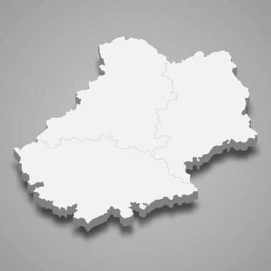 3d izometrik Lot haritası Fransa 'da bir departman, vektör illüstrasyonu