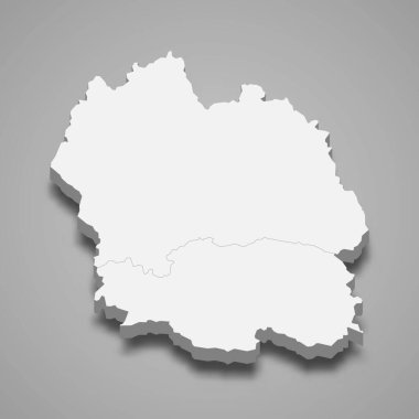 Lozere 3d izometrik haritası, Fransa 'da bir bölüm.