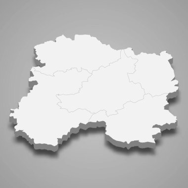 3d izometrik Marne haritası Fransa 'da bir departman, vektör illüstrasyonu