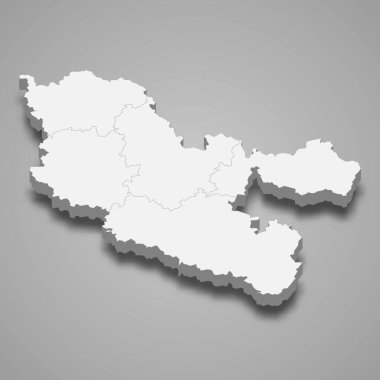 Moselle 'in 3d izometrik haritası Fransa' da bir departmandır.