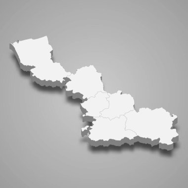 3d izometrik Nord haritası Fransa 'da bir departmandır.
