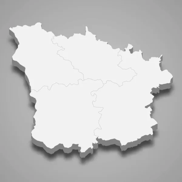 Ізометрична Мапа Ніври Департамент Франції Векторна Ілюстрація — стоковий вектор