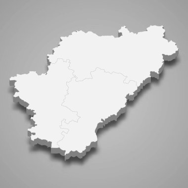 Charente 'nin 3d izometrik haritası Fransa' da bir bölümdür.