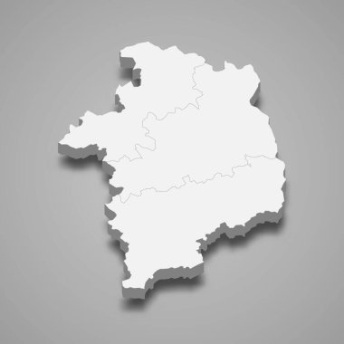 Cher 'in 3d izometrik haritası Fransa' da bir bölüm.