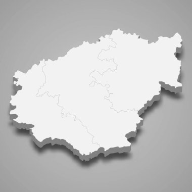 3d izometrik Correze haritası Fransa 'da bir departmandır.
