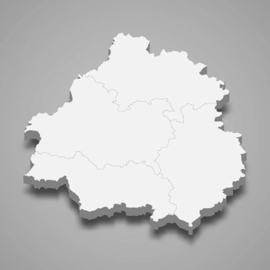 Dordogne 3d izometrik haritası Fransa 'da bir departmandır.