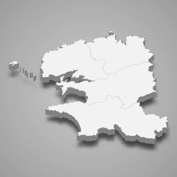 Isometric Map Finistere Departamento Francia Ilustración Vectorial — Vector de stock