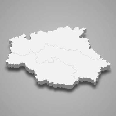 3d izometrik Gers haritası, Fransa 'da bir bölümdür.