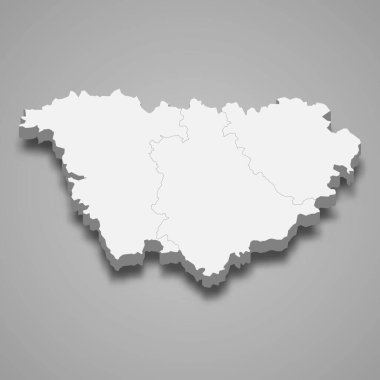 Haute-Loire 3d izometrik haritası, Fransa 'da bir departman.