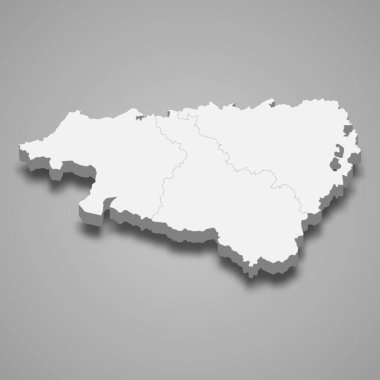 Pyrenees-Atlantiques 'in 3d izometrik haritası, Fransa' da bir departman.