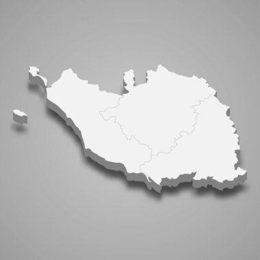 3d izometrik Vendee haritası Fransa 'da bir departmandır.