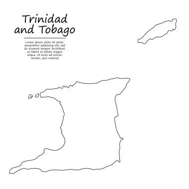 Trinidad ve Tobago 'nun basit dış hat haritası, çizim çizgisi biçiminde vektör silueti