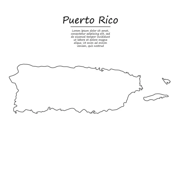 Mapa Esquemático Simple Puerto Rico Silueta Vectorial Estilo Línea Boceto — Archivo Imágenes Vectoriales