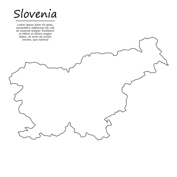 Szlovénia Egyszerű Vázlatos Térképe Vektorsziluett Vázlatos Vonalstílusban — Stock Vector