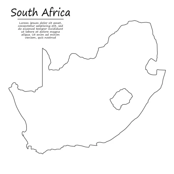 南アフリカの簡単なアウトラインマップ スケッチラインスタイルのベクトルシルエット — ストックベクタ