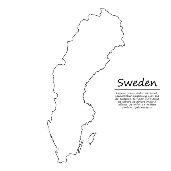 Einfache Übersichtskarte Von Schweden Vektorsilhouette Skizzenstil — Stockvektor