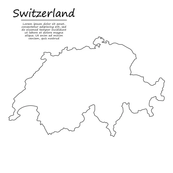 Απλός Χάρτης Περίγραμμα Της Ελβετίας Διάνυσμα Σιλουέτα Στυλ Γραμμή Σκίτσο — Διανυσματικό Αρχείο