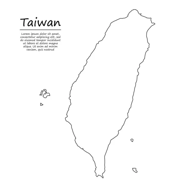 Carte Contour Simple Taiwan Silhouette Vectorielle Dans Style Ligne Croquis — Image vectorielle