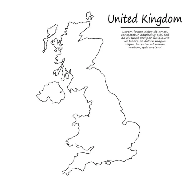 Prosta Mapa Konturu Wielka Brytania Sylwetka Wektora Stylu Szkicowym — Wektor stockowy