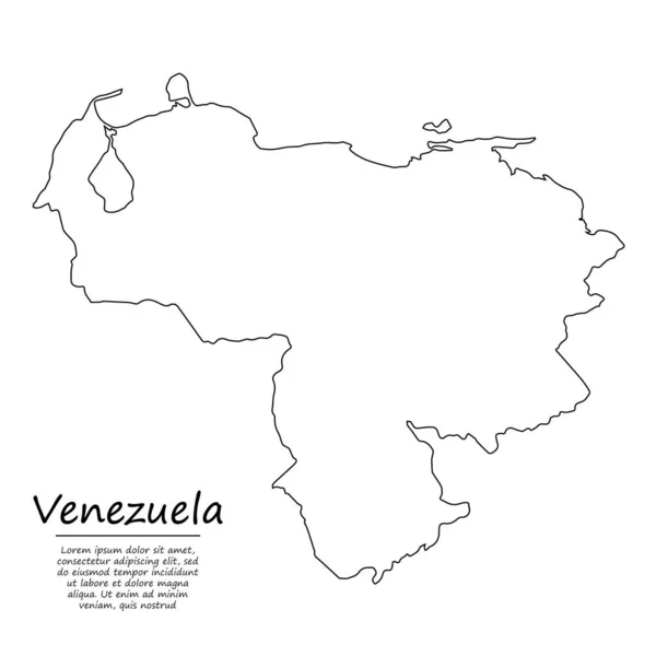 Mapa Esquema Simple Venezuela Silueta Vectorial Estilo Línea Boceto — Vector de stock