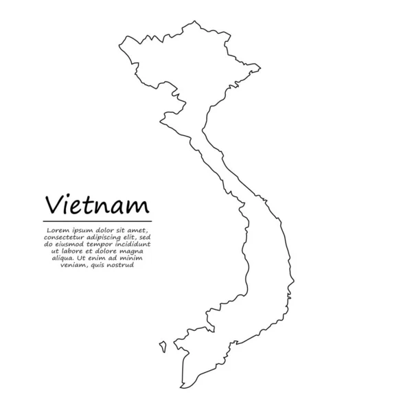 Simple Outline Map Vietnam Vector Silhouette Sketch Line Style — Stock Vector