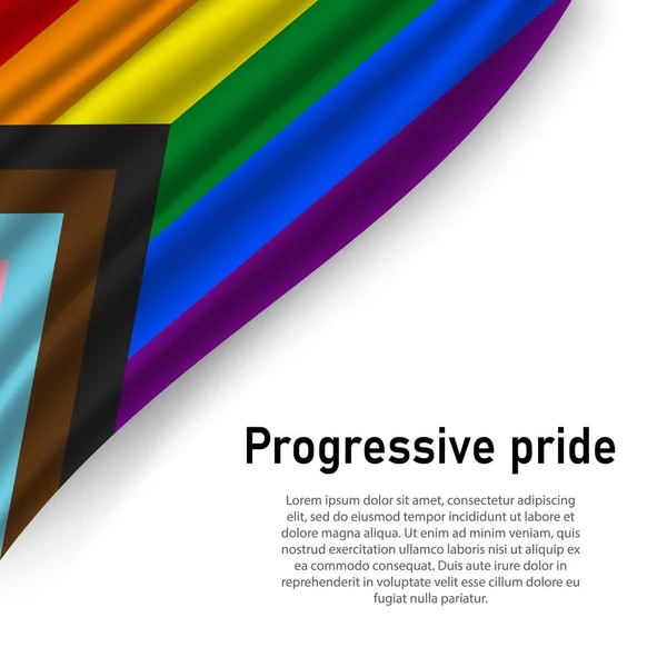 Прапор Прогресивної Гордості Білому Тлі Банер Або Стрічка Векторний Шаблон — стоковий вектор