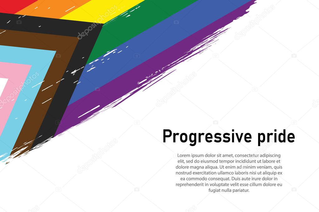 Brush stroke of Progressive pride on white background. Banner or ribbon vector template 