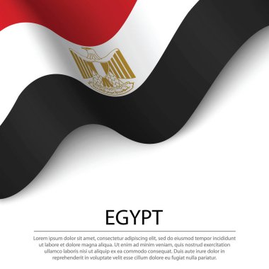 Beyaz arka planda Mısır bayrağı sallıyor. Bağımsızlık Günü için bayrak veya kurdele vektör şablonu