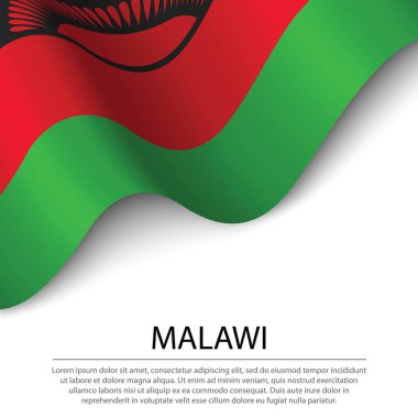 Beyaz arka planda Malavi bayrağı sallıyor. Bağımsızlık Günü için bayrak veya kurdele vektör şablonu