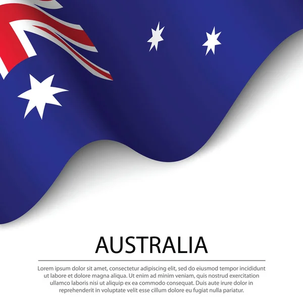 Waving Flag Australia White Background Banner Ribbon Vector Template Independence — Stock Vector