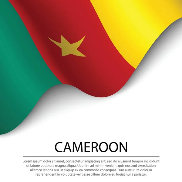 Viftande Flagga Kamerun Vit Bakgrund Banner Eller Band Vektor Mall — Stock vektor
