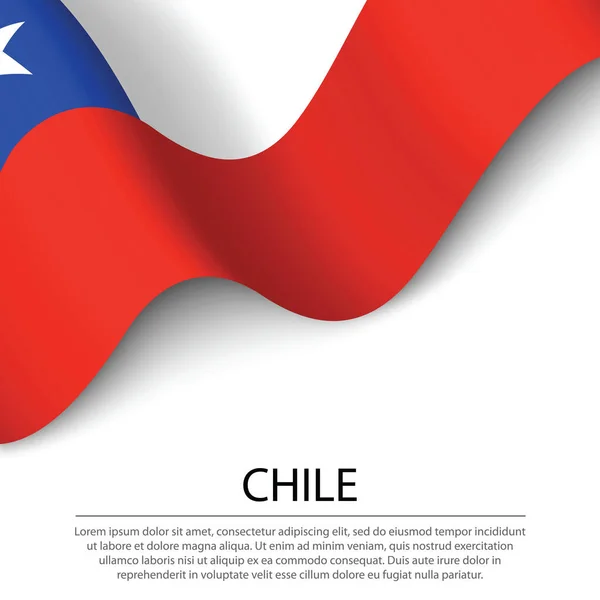 Bandera Ondeante Chile Sobre Fondo Blanco Plantilla Vector Banner Cinta — Archivo Imágenes Vectoriales