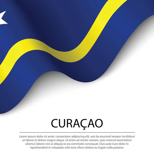 Viftande Flagga Curacao Vit Bakgrund Banner Eller Band Vektor Mall — Stock vektor