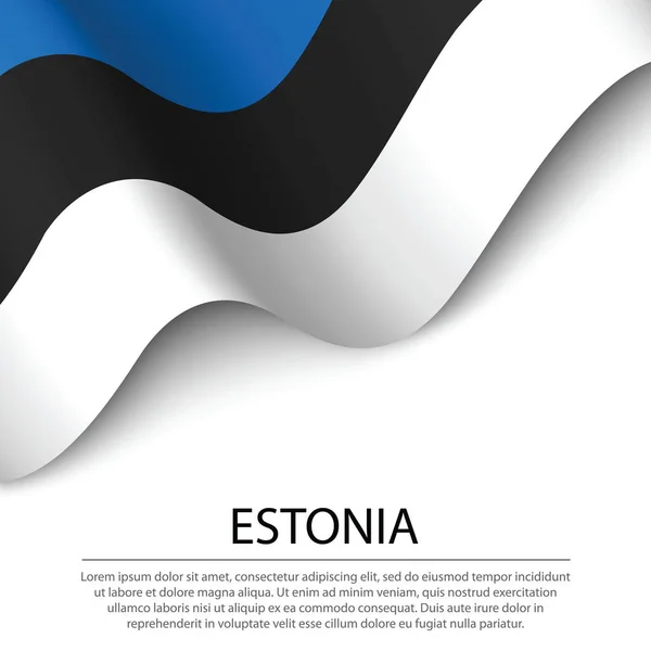 白い背景にエストニアの旗を振っている 独立記念日のためのバナーまたはリボンベクトルテンプレート — ストックベクタ